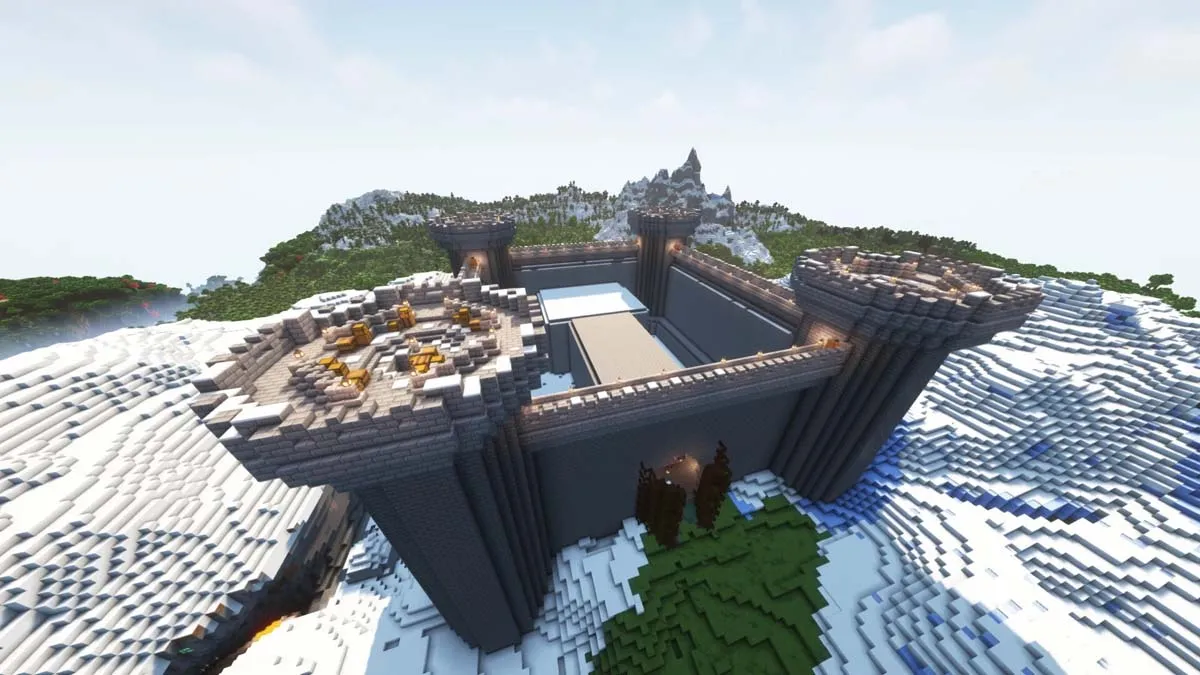 Quadratisches Schlossdesign in Minecraft