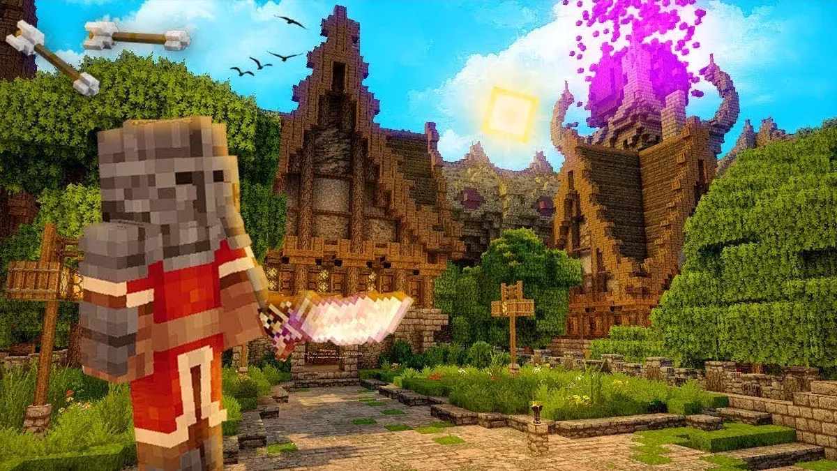 Drewniana mapa RPG zamku dla Minecrafta