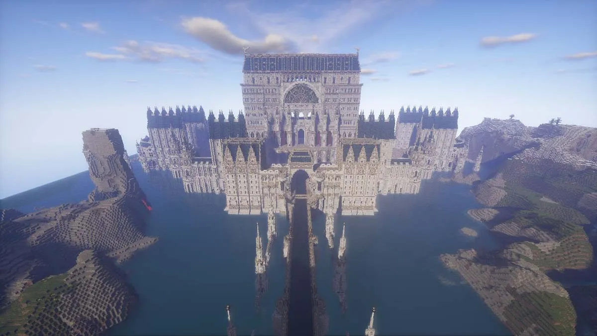 Medieval castle construction in Minecraft