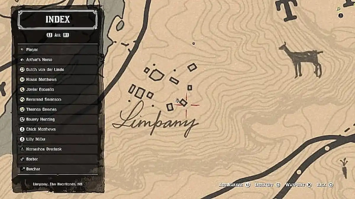 Limpany gold bar map location.