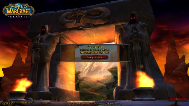 Sitting in queue in WoW Classic.