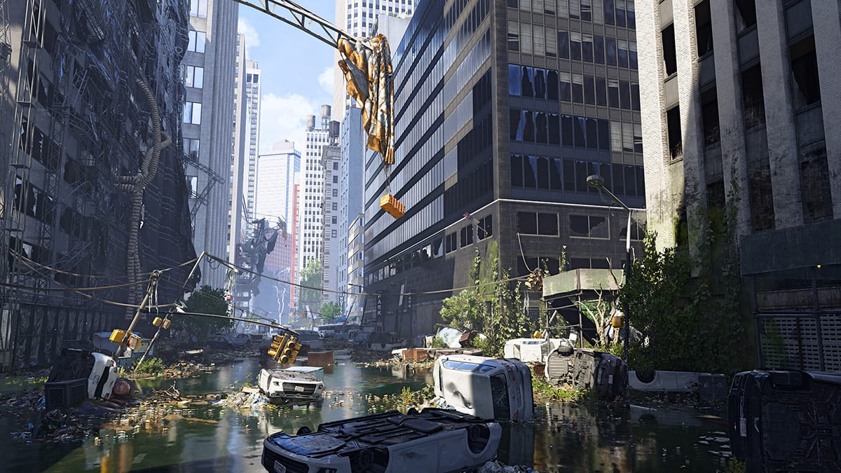 A flooded downtown street in The Division 2