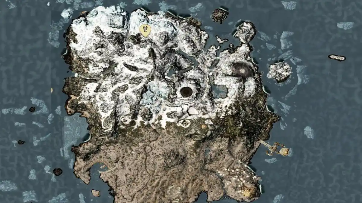 Map of Solstheim with dragon icon marking dragon lair location