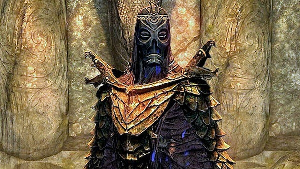 Dragon priest wearing Vokun mask 
