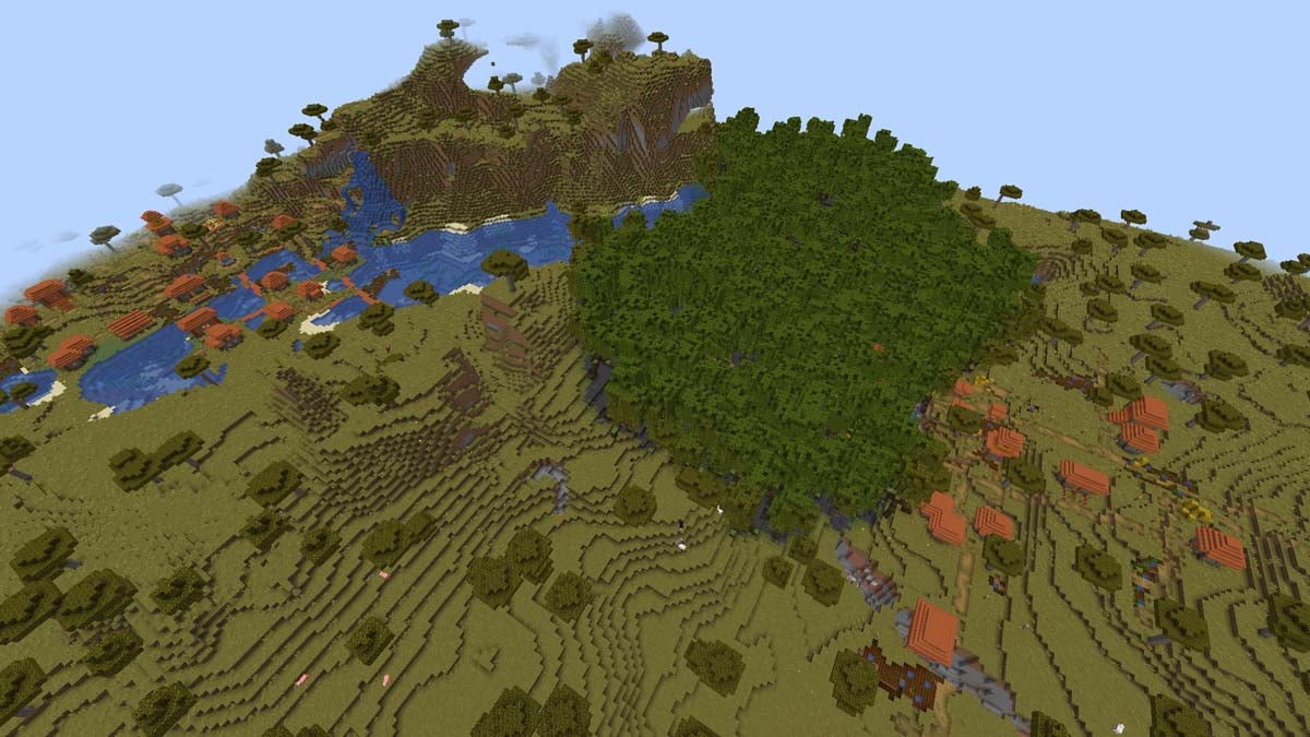 Acacia village in mangrove swamp in Minecraft