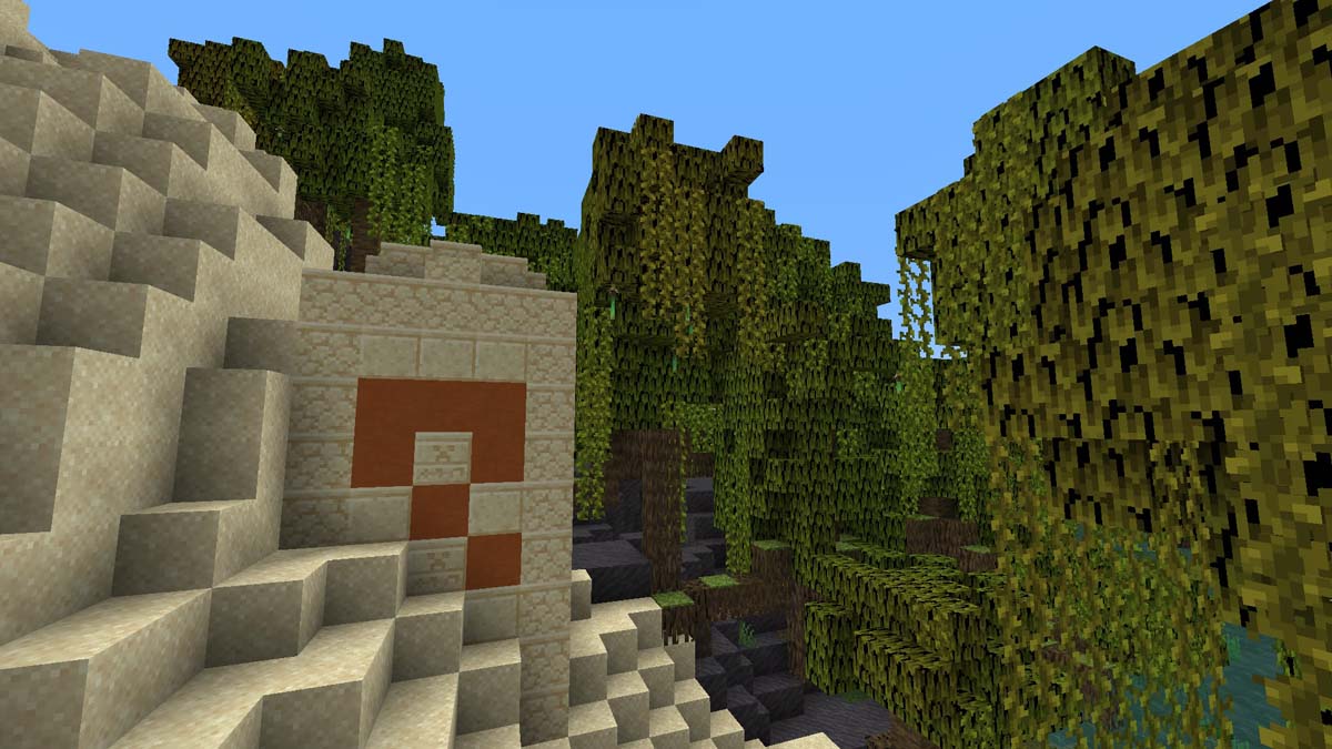 Desert temple in mangrove swamp in Minecraft
