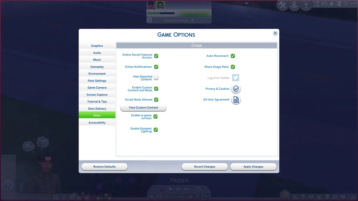 Sims 4 Options Enable Script Mods 