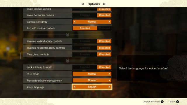 Voice Language setting in Tears of the Kingdom