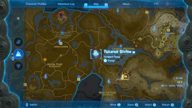 Zelda Tears of the Kingdom Forward Force Tukarok Shrine map location