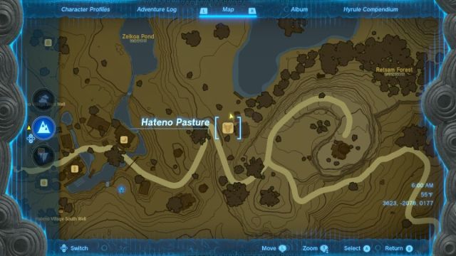 Zelda Tears of the Kingdom Hateno Pasture map location