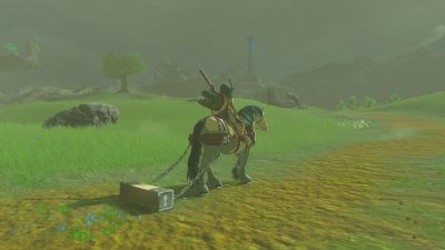 Zelda Tears of the Kingdom Horse using a Towing Harness