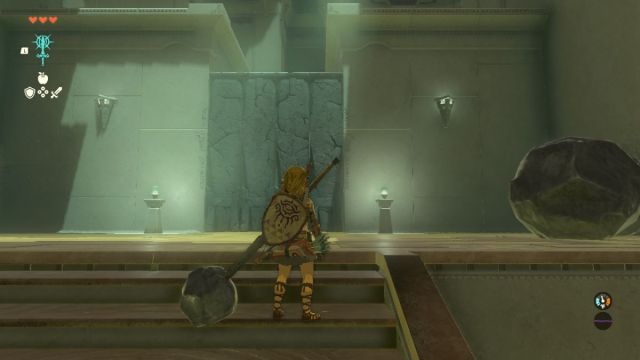 Zelda Tears of the Kingdom In-isa Shrine boulder fusion with stone claymore puzzle