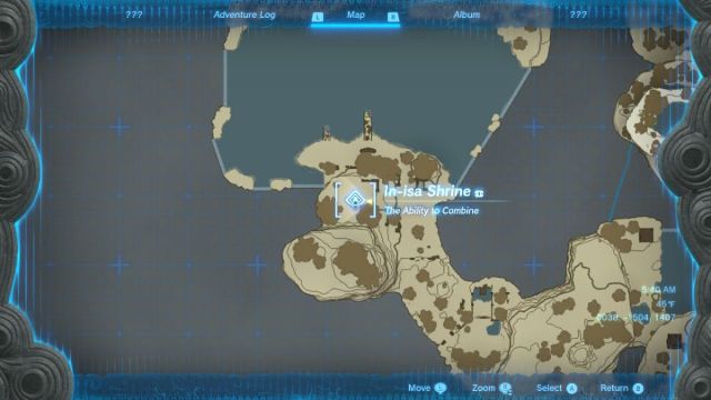 Zelda Tears of the Kingdom In-Isa Shrine map location