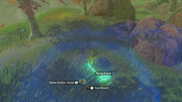 Zelda Tears of the Kingdom Korok Leaf Frond and Tree Branch combine the ability to create a fan