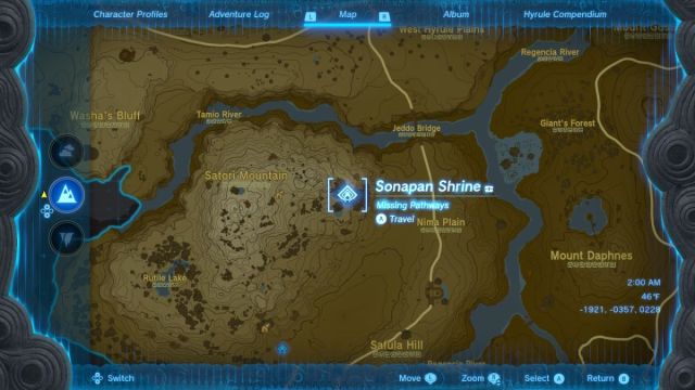 Zelda Tears of the Kingdom Sonapan Shrine map location