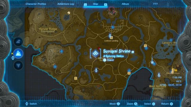 Zelda: Tears of the Kingdom Susuyai Shrine A Spinning Device Puzzle location map