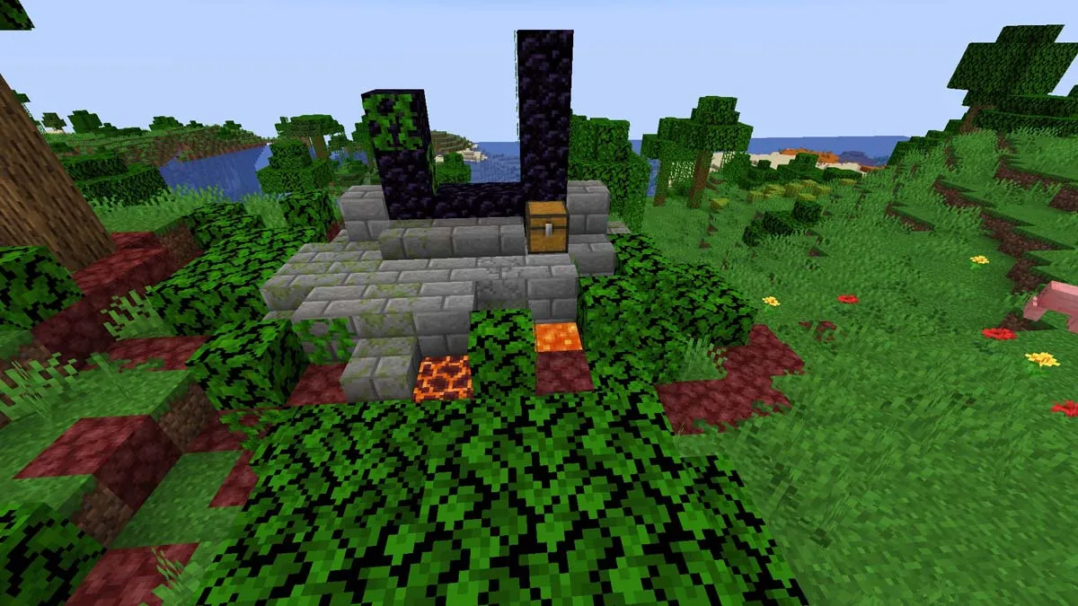 Ruined portal with lava in Minecraft