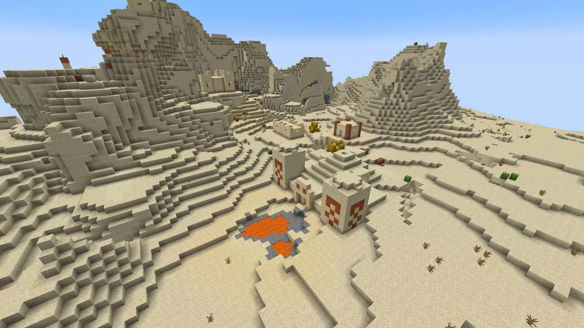 Desert temple with lava pool in Minecraft