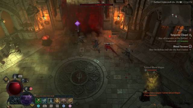 Diablo 4 Blood Sermon side quest Sanguine Chapel blood wall