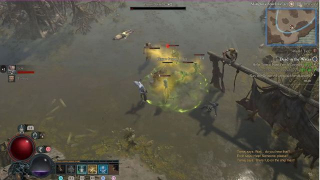 Diablo 4 Dead in the Water Stranded Survivor and Fresh Corpse