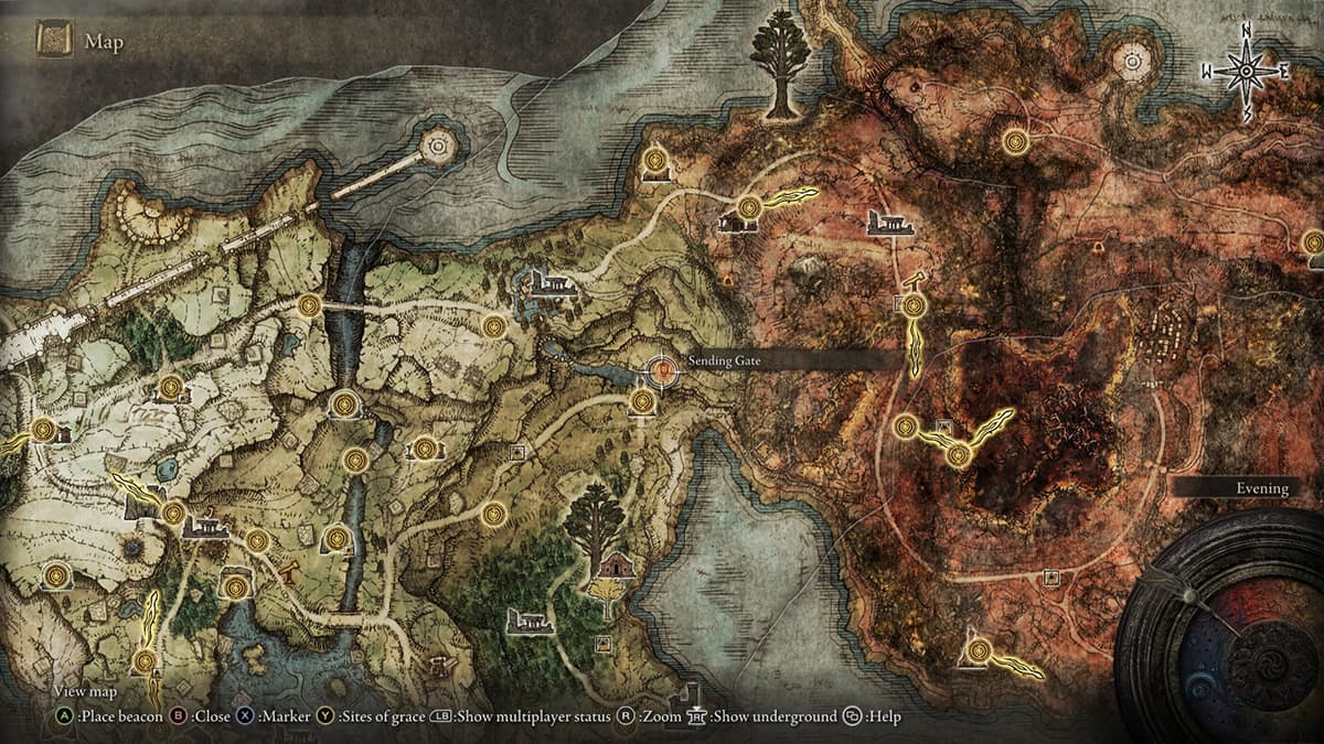 The map of the portal to the Bestial Sanctum in Elden Ring