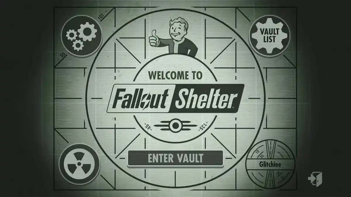 Fallout Shelter main menu screen.