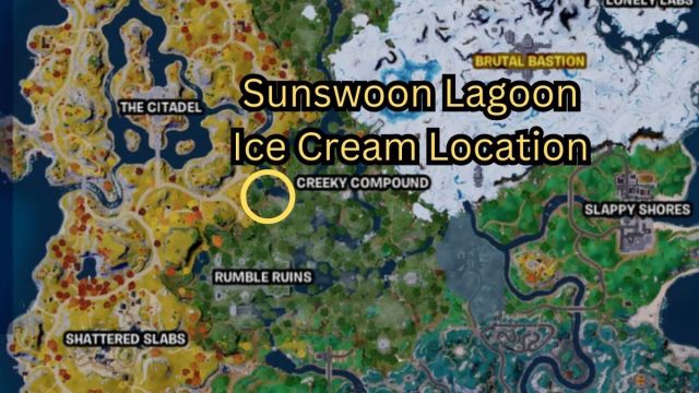 Fortnite Sunswoon Lagoon Ice Cream Cone map location marked
