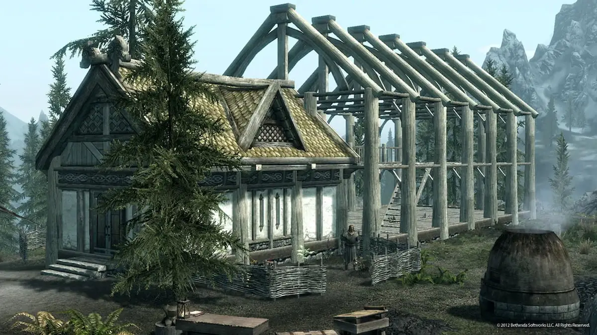 House under construction in Hearthfire DLC for Skyrim