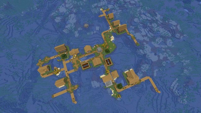 Minecraft survival island with village in the warm ocean