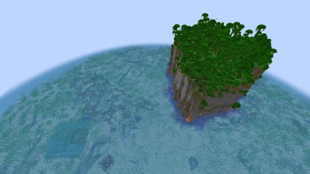Minecraft survival island with jungle and ocean monument