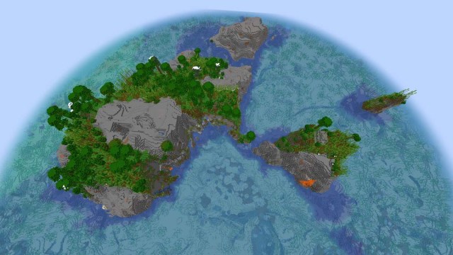 Minecraft survival island with jungle biome in the warm ocean