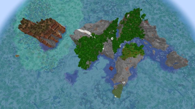Minecraft survival island with jungle and badlands