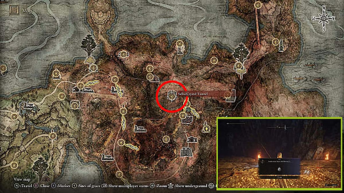 elden ring map ponting to one of the smithing stones