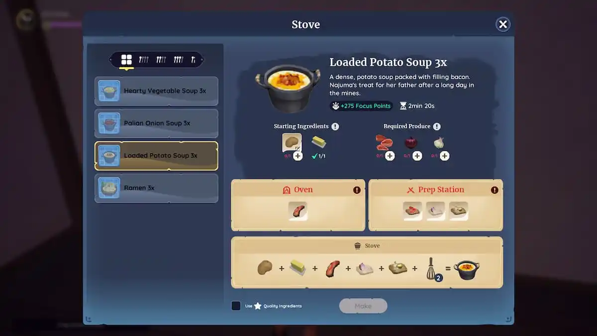 Recipe for Loaded Potato Soup. 