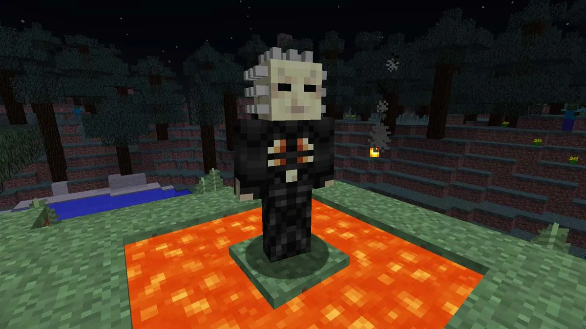 Movie monster stands in lava in Minecraft