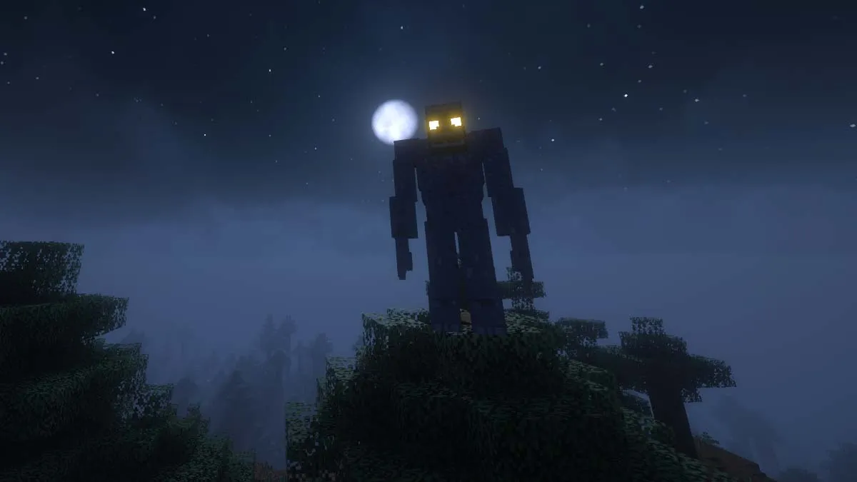 Sasquatch bigfoot at night in Minecraft