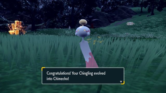 Chingling evolves into Chimecho Teal Mask DLC Pokemon Scarlet & Violet