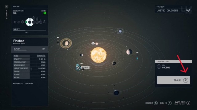 fast travel directly from the missions starfield