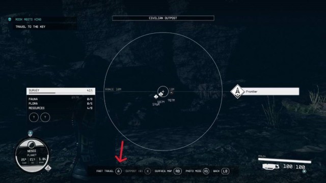 fast travel directly from the missions starfield