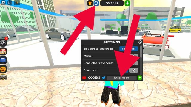 How to redeem codes in Car Dealership Tycoon 