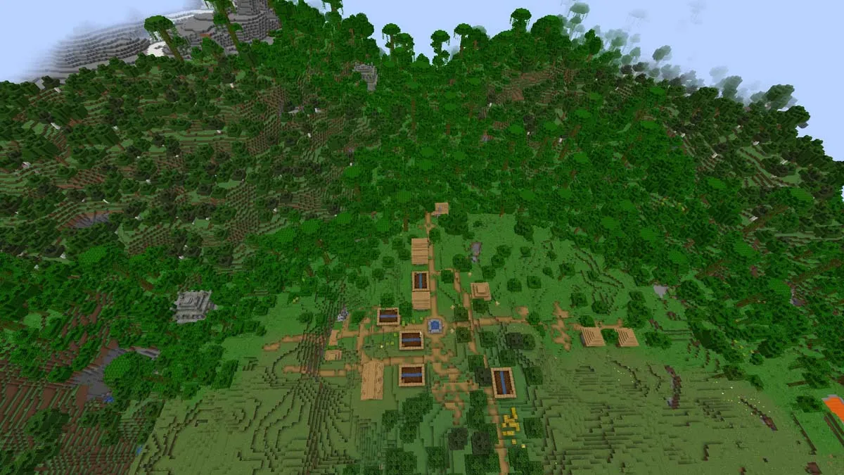 Village with double jungle temple in Minecraft