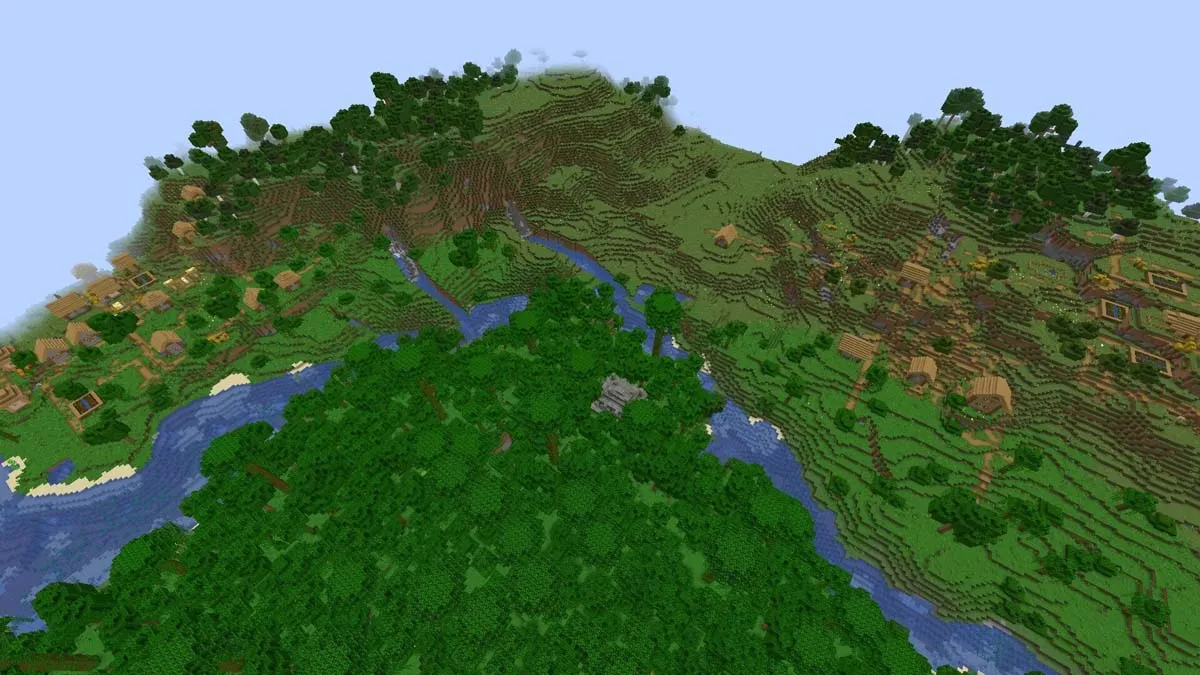 Double village with a jungle temple in Minecraft