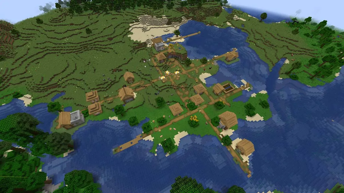 Dorf mit einem Doppelschmied in Minecraft