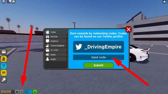How to redeem codes in Driving Empire