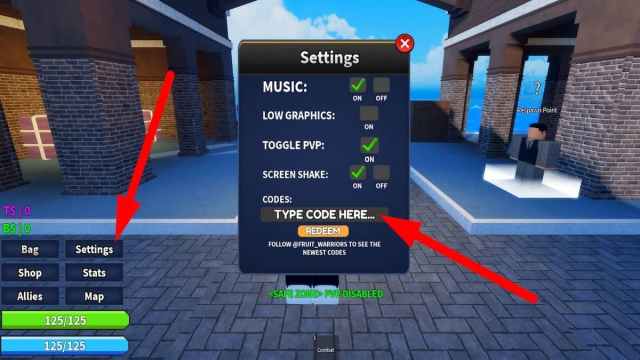 How to redeem codes in Fruit Warriors on Roblox