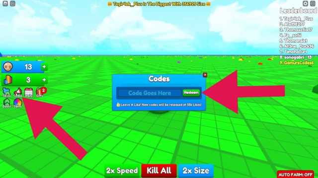 How to redeem codes in Eat Blobs Simulator