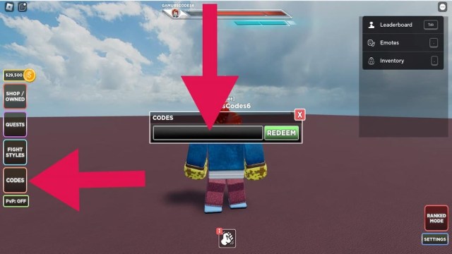 How to redeem codes in Untitled Boxing Game on Roblox