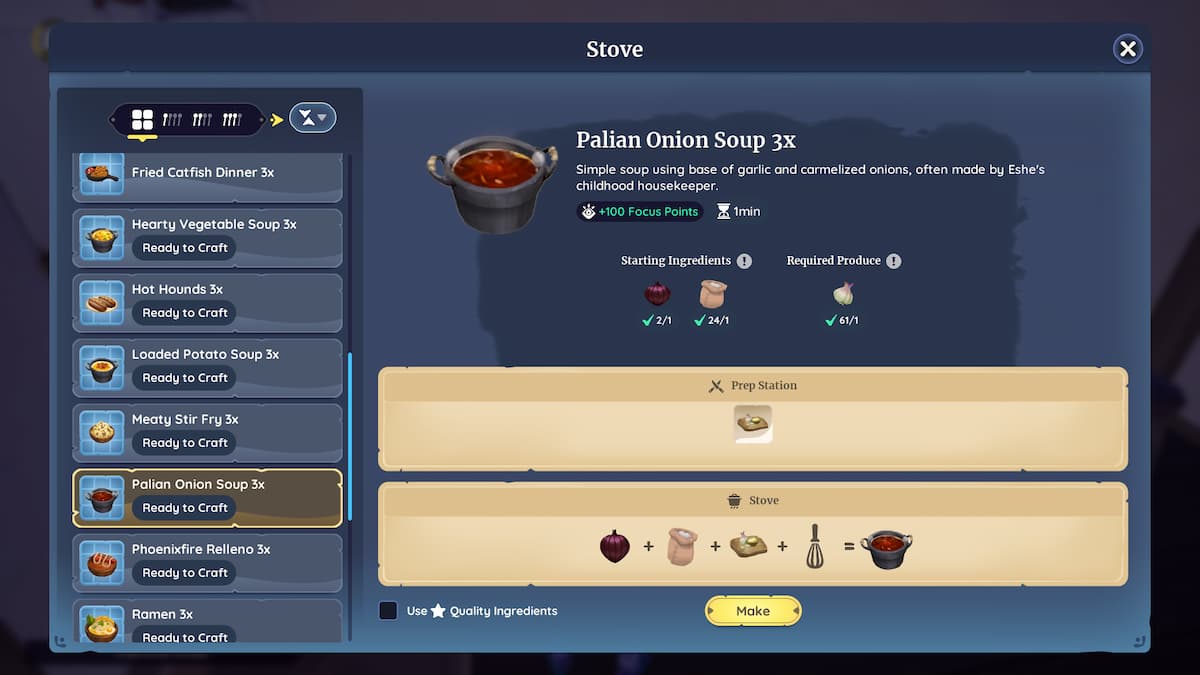 Palian Onion Soup recipe.