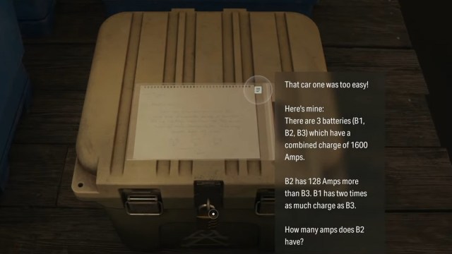 The hint given for the battery puzzle on a cult stash
