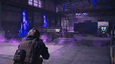 CoD MW3 Zombies Outlast contract in a warehouse.